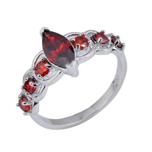 Stunning & Elegant 10K White Gold Filled Ring with Rubies (Size 6)